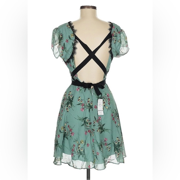 bebe Teal Floral Mini Dress - Picture 2 of 6